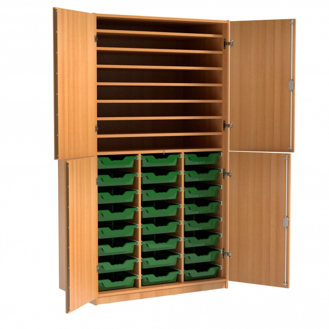 Papierschrank, 190 cm hoch, 105x60 cm (B/T), 24 flache Schübe, geteilte
